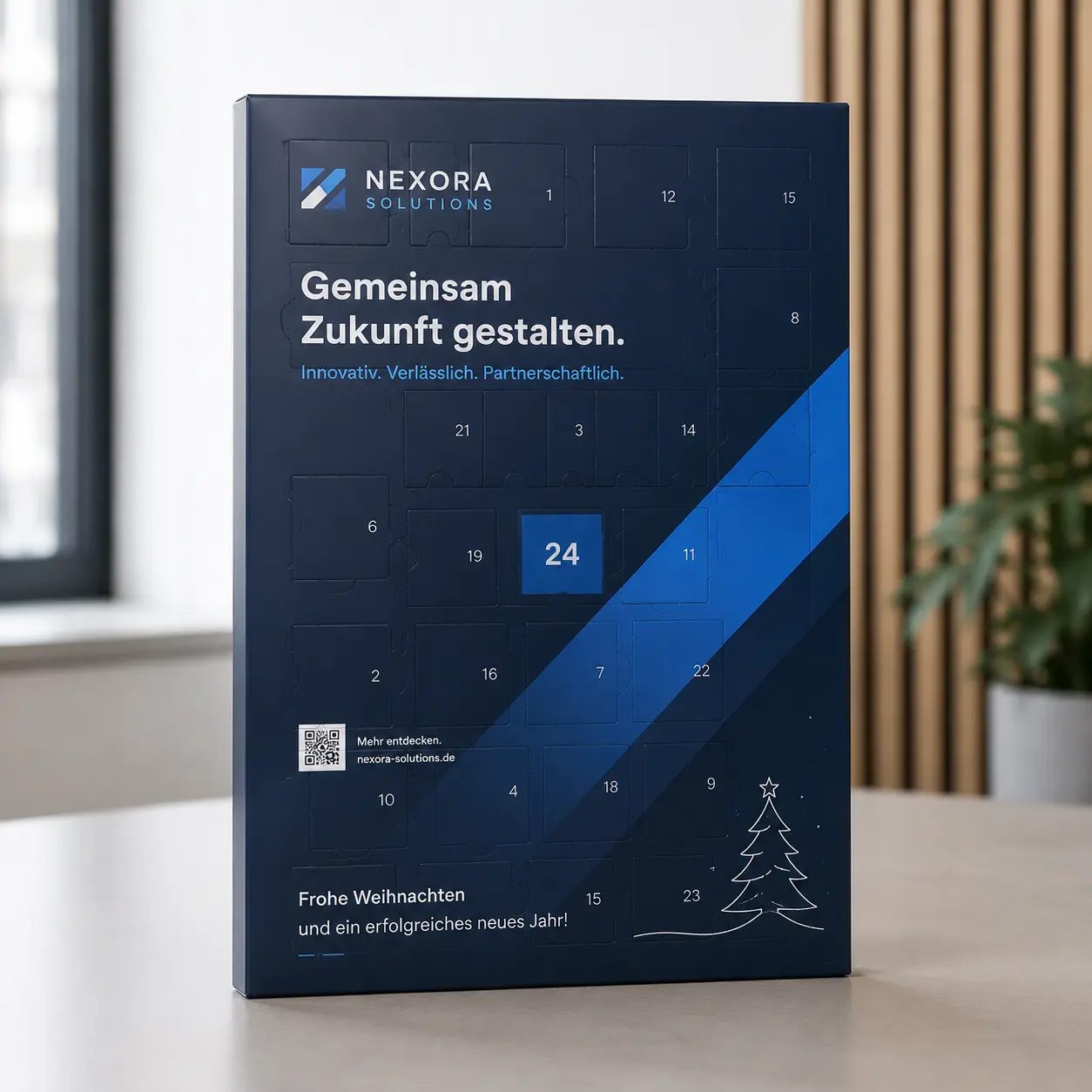 Branding-Stufe 1: Adventskalender mit Firmenlogo auf der Vorderseite