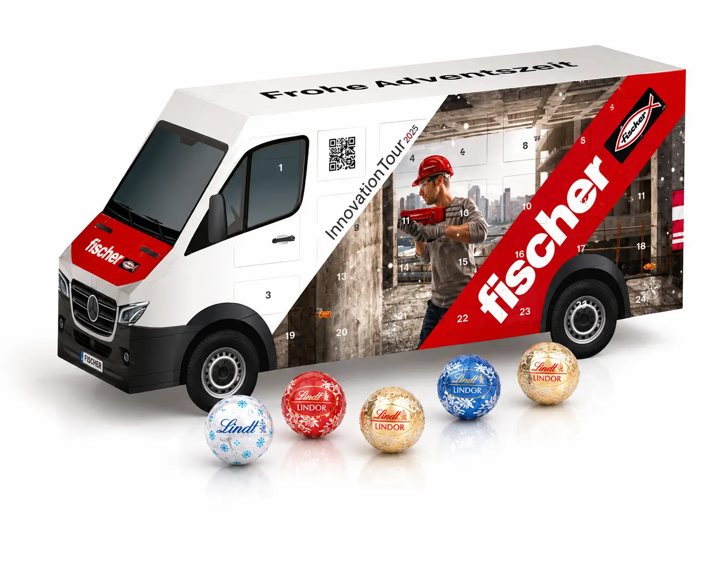 3D-Adventskalender Transporter mit Lindt Schokolade